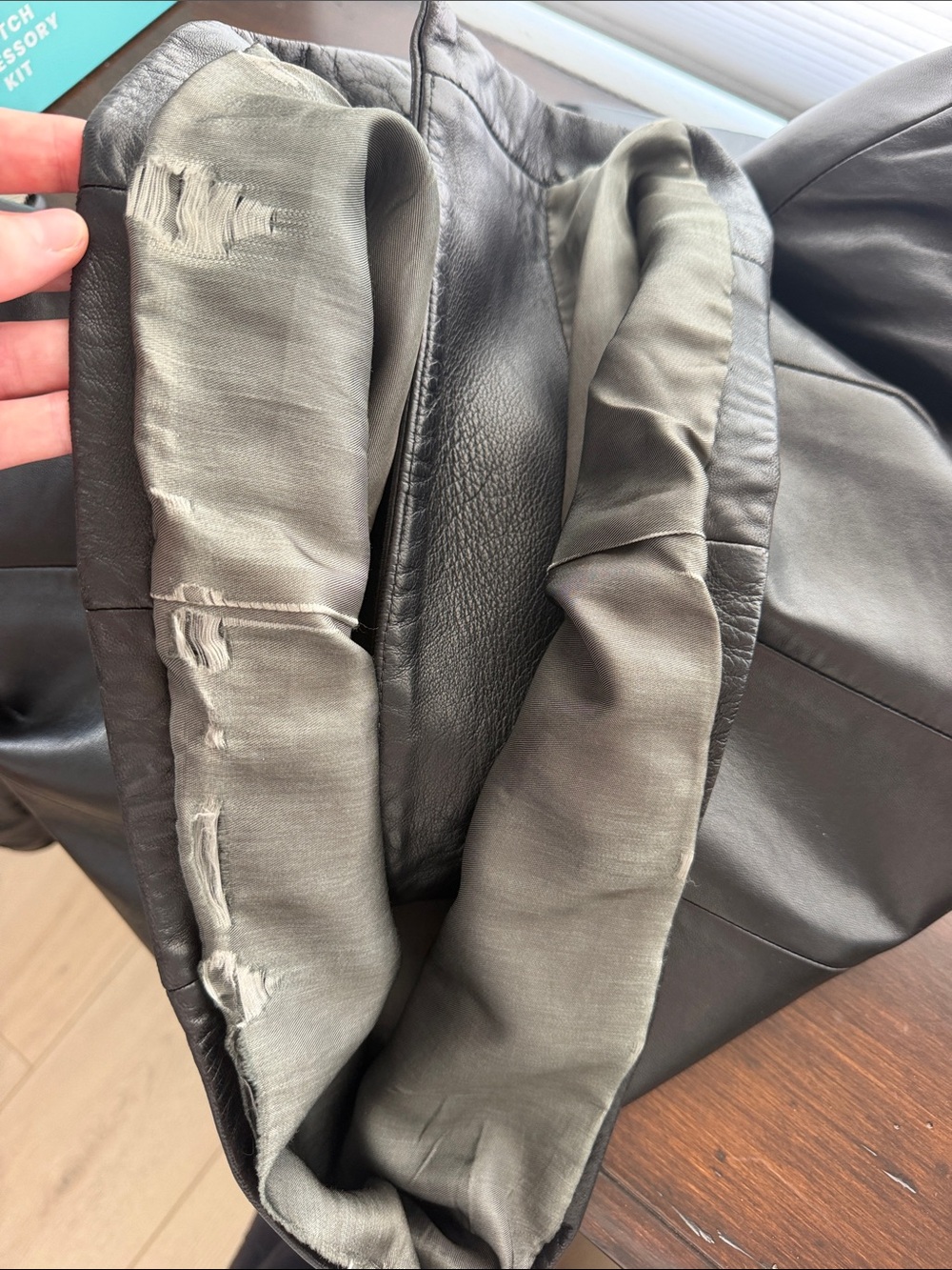 Vintage Ellen Tracey Genuine Leather Unique High Neck Leather Jacket - Picture 6 of 7